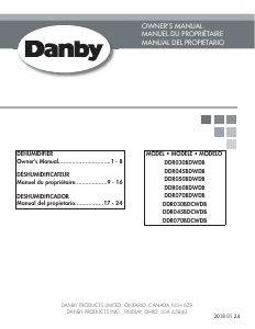 Handleiding Danby DDR045BDWDB Luchtontvochtiger