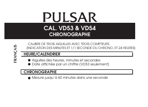 Mode d’emploi Pulsar PT3933X1 Regular Montre