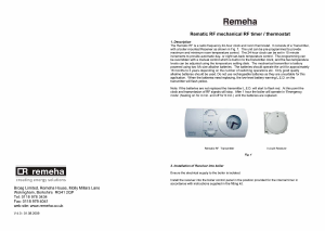 Handleiding Remeha Rematic RF Thermostaat