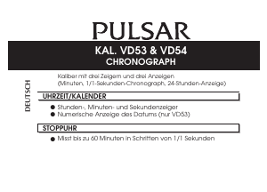 Bedienungsanleitung Pulsar PT3909X1 Regular Armbanduhr