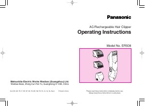 Manual Panasonic ER-508 Aparador de cabelo