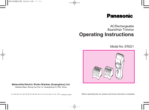 Manual Panasonic ER-221 Aparador de cabelo