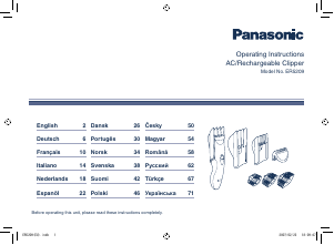 Mode d’emploi Panasonic ER-5209 Tondeuse