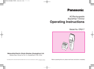 Manual Panasonic ER-217 Aparador de cabelo