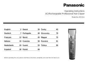 Manuale Panasonic ER-1511 Tagliacapelli