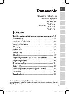 Mode d’emploi Panasonic ES-DEL8A Epilateur