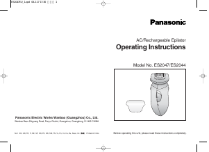 Manual Panasonic ES-2047 Epilator