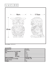 Manual Lucide 13505/01/31 Owl Lampă