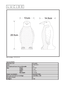 Посібник Lucide 13532/01/31 Pinguin Лампа