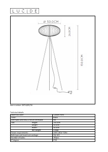 Kasutusjuhend Lucide 20714/05/30 Carbony Lamp