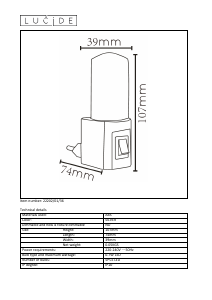 Kasutusjuhend Lucide 22202/01/36 Night light Lamp