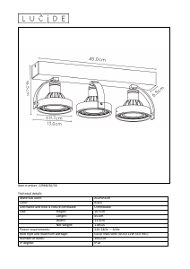 Kasutusjuhend Lucide 22968/36/30 Dorian Lamp