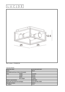 Руководство Lucide 27100/02/30 Carlyn Светильник