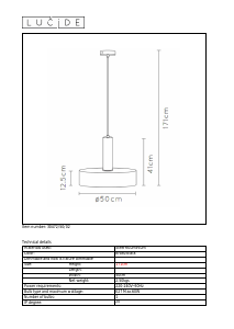 사용 설명서 Lucide 30472/50/02 Giada 램프