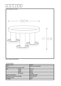 说明书 Lucide45179/13/30 Anaka灯