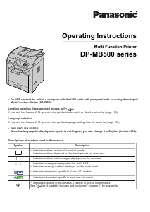 Manual Panasonic DP-MB545SX Multifunctional Printer