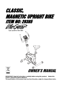 Manual LifeGear 20385 Classic Exercise Bike