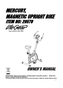 Bruksanvisning LifeGear 20570 Mercury Motionscykel