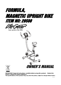 Manual LifeGear 20580 Formula Exercise Bike