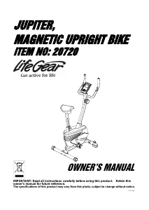 Manual LifeGear 20720 Jupiter Exercise Bike