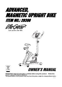 Manual LifeGear 20390 Advanced Exercise Bike