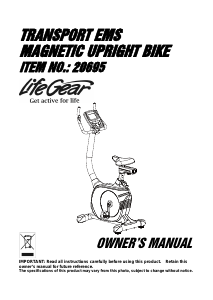 Manual LifeGear 20695 Transport Exercise Bike