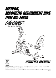 Manual LifeGear 26590 Meteor Exercise Bike