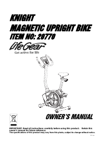 Manual LifeGear 20770 Knight Exercise Bike