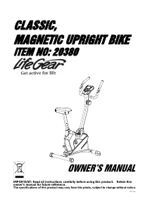 Manual LifeGear 20380 Classic Exercise Bike