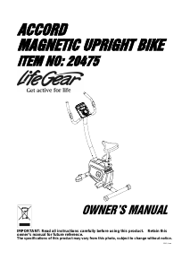Manual LifeGear 20475 Accord Exercise Bike