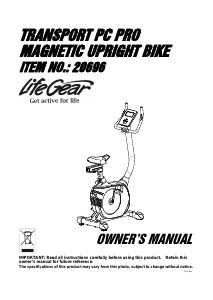 Manual LifeGear 20696 Transport Pro Exercise Bike