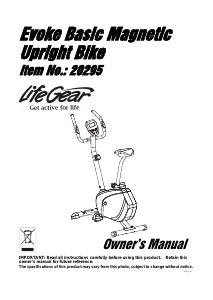 Manual LifeGear 20295 Evoke Exercise Bike