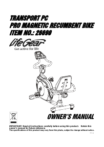 Manual LifeGear 26690 Transport PC Exercise Bike