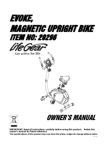 Manual LifeGear 20296 Evoke Exercise Bike