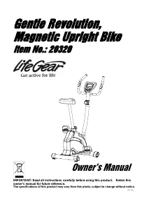 Manual LifeGear 20320 Gentle Exercise Bike