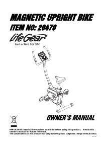 Manual LifeGear 20470 Accord Exercise Bike