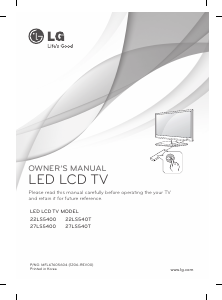 Mode d’emploi LG 22LS5400 Téléviseur LED