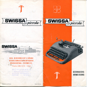 Bedienungsanleitung Swissa Piccola Schreibmaschine