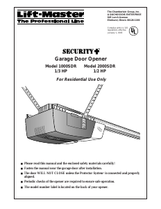 Manual LiftMaster 2000SDR Garage Door Opener