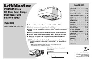 Manual LiftMaster 8360 Garage Door Opener