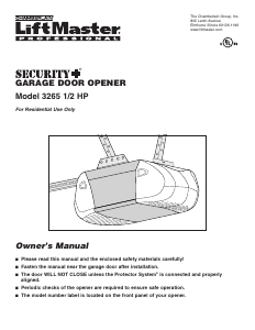 Manual LiftMaster 3265 Garage Door Opener