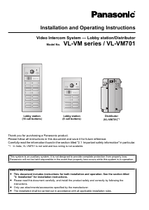 Manual Panasonic VL-VM901SX Intercom System