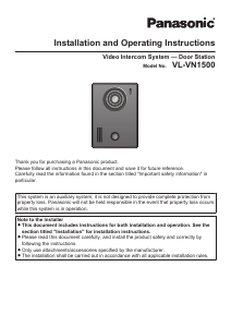 Manual Panasonic VL-VN1500EX Intercom System