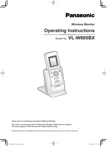 Manual Panasonic VL-W600BX Intercom System