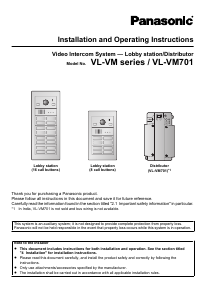 Manual Panasonic VL-VM502SX Intercom System