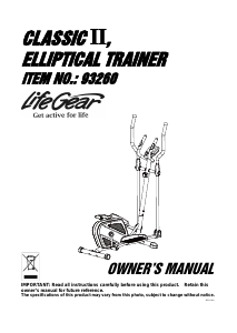 Manual LifeGear 93260 Classic II Cross Trainer