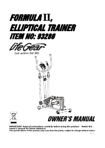 Handleiding LifeGear 93280 Formula II Crosstrainer
