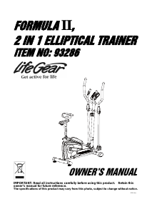 Manual LifeGear 93286 Formula II Cross Trainer