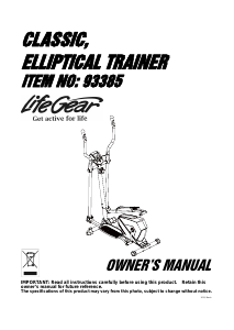 Manual LifeGear 93385 Classic Cross Trainer