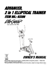 Manual LifeGear 93396 Advanced Cross Trainer